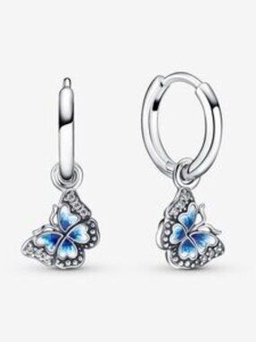 Pandora Blue Butterfly Hoop Earrings